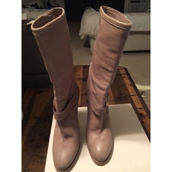 NEW JIMMY CHOO STILETTO GALEN BOOTS TAUPE LEATHER SIZE 40.5 / 10.5 - Picture 4 of 7